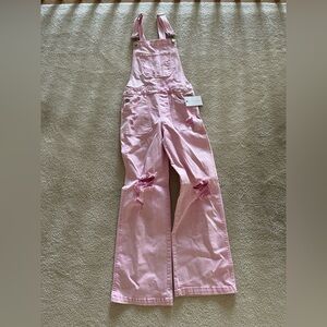 Majorly Crushing Wide Leg Distressed
Risen Overalls in Acid Pink